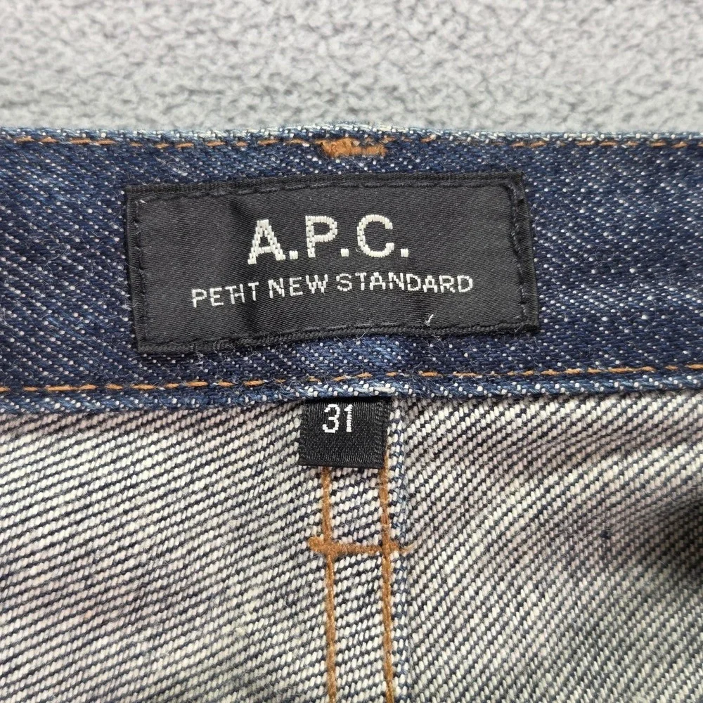 A.P.C. Jeans Mens Blue Dark‎ Wash Slim Whiskers Honeycomb Fits 31x29